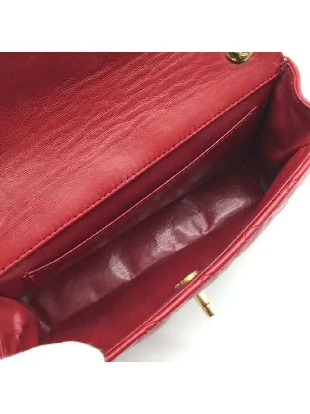Chanel CC Logo Mini Quilted Turnlock Lambskin Chain Shoulder Bag